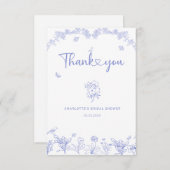 Blue Garden Chinoiserie Brautparty Dankeskarte (Vorne/Hinten)