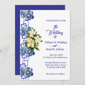 Blue Garden Perennials & Gardenia Wedding Einladung (Vorne/Hinten)