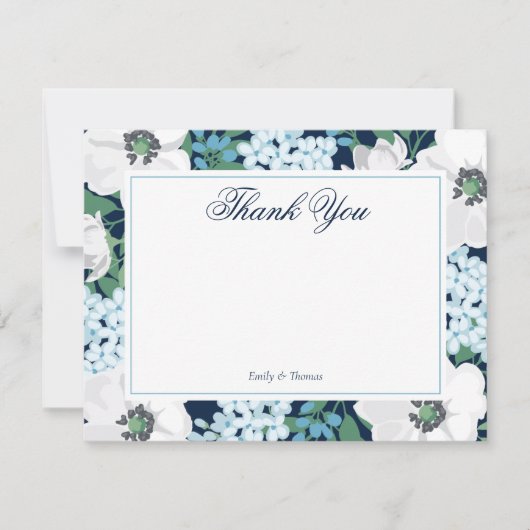 Blue Garden Rose Personalisiert Dankeschön Mitteilungskarte (Vorderseite)