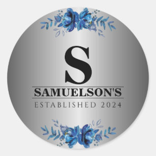 Blue Garden Soirée Metallic Silver Runder Aufkleber