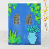 Blue Garden Wall Majorelle Jardin Marokko Karte (Gelbe Blume)