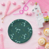 Blue Garden Watercolor Stems Wedding Pappteller (Party)