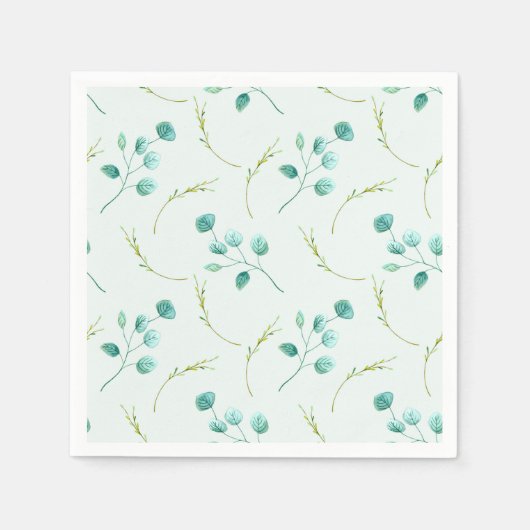 Blue Garden Watercolor Stems Wedding Serviette (Vorderseite)