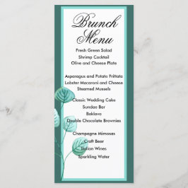 Blue Garden Watercolor Stiems Wedding Menu Menükarte