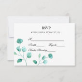 Blue Garden Watercolor Stiems Wedding RSVP Card (Vorderseite)