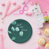 Blue Garden Watercolor Stiems Wedpaper Pappteller (Party)