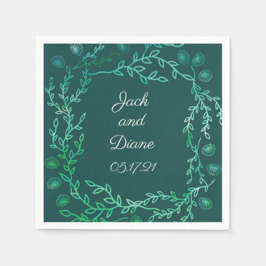 Blue Garden Watercolor Stiems Wedpaper Serviette (Vorderseite)