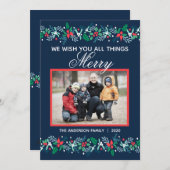 Blue Garland - Flat Holiday Card Feiertagskarte (Vorne/Hinten)