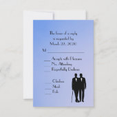Blue Gay Wedding Menu UAWG RSVP Karte (Vorderseite)