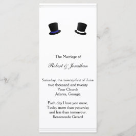 Blue Gay Wedding Program für Top Hats und Bow Kraw Programm