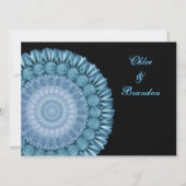 Blue Gazania Daisy Wheel Wedding Template Einladung (Rückseite)