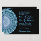 Blue Gazania Daisy Wheel Wedding Template Einladung (Vorne/Hinten)