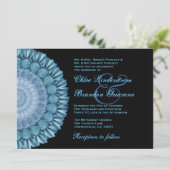Blue Gazania Daisy Wheel Wedding Template Einladung (Stehend Vorderseite)