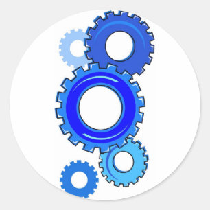 Blue Gears Runder Aufkleber