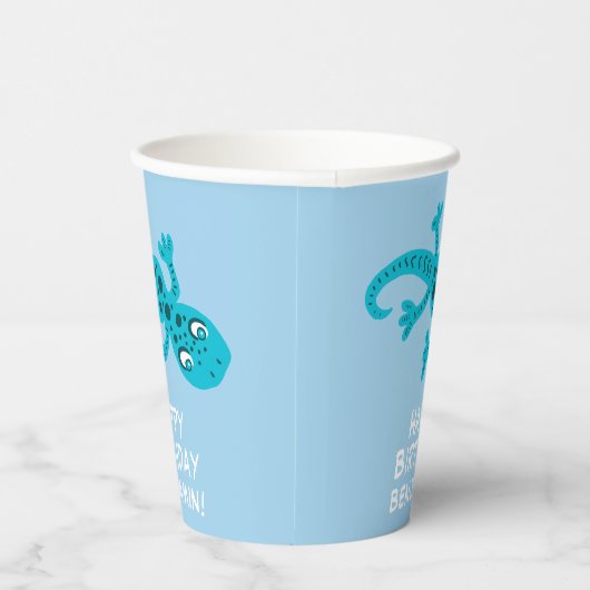 Blue Gecko Lizard Zeichnend Kindergeburtstag Pappbecher (Rechts)