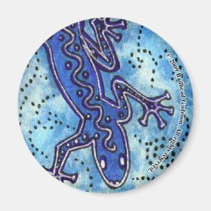 Blue Gecko Round Magnet