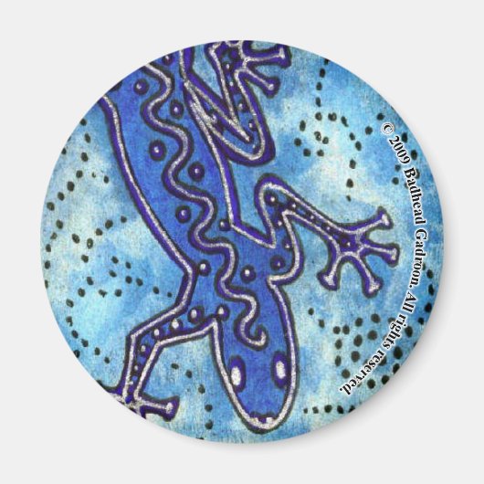 Blue Gecko Round Magnet (Vorne)