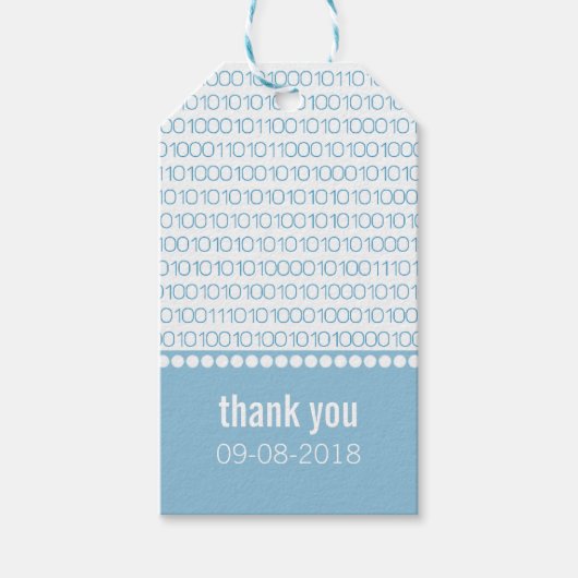Blue Geek Chic Binary Code Geschenktasten Geschenkanhänger (Vorderseite)
