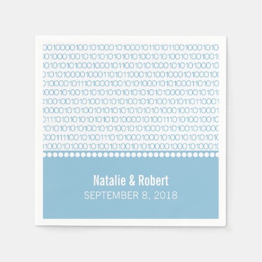 Blue Geek Chic Binary Code Paper Napkins Serviette (Vorderseite)