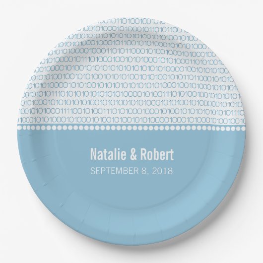 Blue Geek Chic Binary Code Paper-Teller Pappteller (Vorderseite)