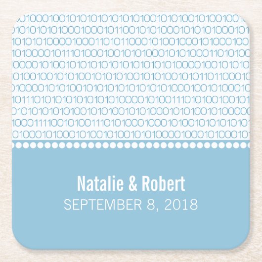 Blue Geek Chic Binary Code Paper-Untersetzer Rechteckiger Pappuntersetzer (Vorderseite)