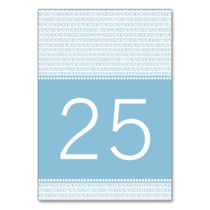 Blue Geek Chic Binary Code Table Card Tischnummer