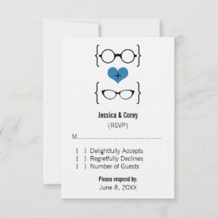 Blue Geeky Glasses Response Card RSVP Karte