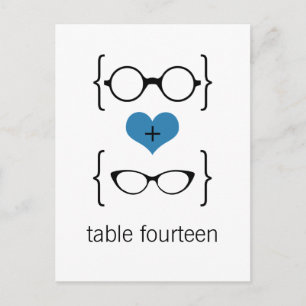 Blue Geeky Glasses Tischnummer Postcard