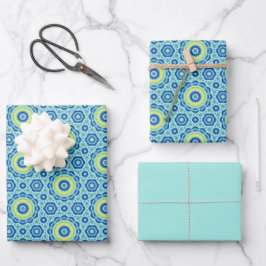 Blue Gefärbte Krawatte Mandala Patter Packpapier B Geschenkpapier Set