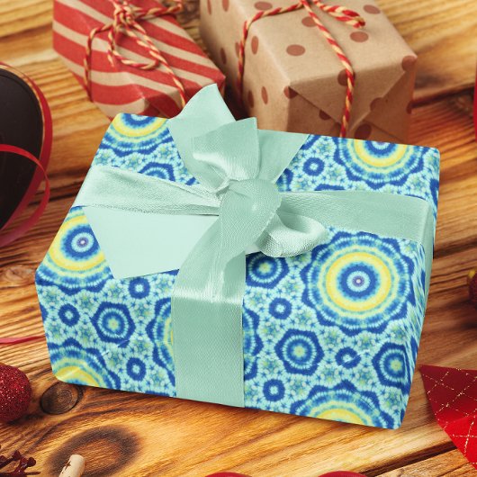 Blue Gefärbte Krawatte Mandala Wrapping Paper Roll Geschenkpapier