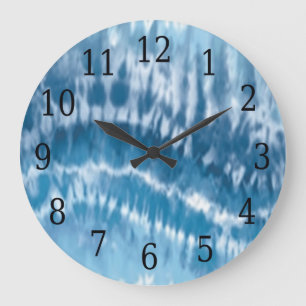 Blue Gefärbte Krawatte Round Clock Große Wanduhr