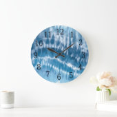 Blue Gefärbte Krawatte Round Clock Große Wanduhr (Zuhause)