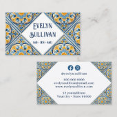 Blue Gelb Mediterrane Fliesen Visitenkarte (Vorne/Hinten)