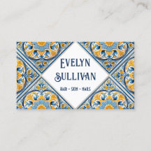 Blue Gelb Mediterrane Fliesen Visitenkarte