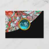 BLUE GEM DAMASK MONOGRAM 3 fuchsienrosa rot Visitenkarte (Rückseite)