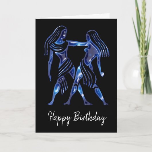 Blue Gemini Sign Birthday Card Karte (Vorderseite)