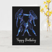 Blue Gemini Sign Birthday Card Karte (Gelbe Blume)