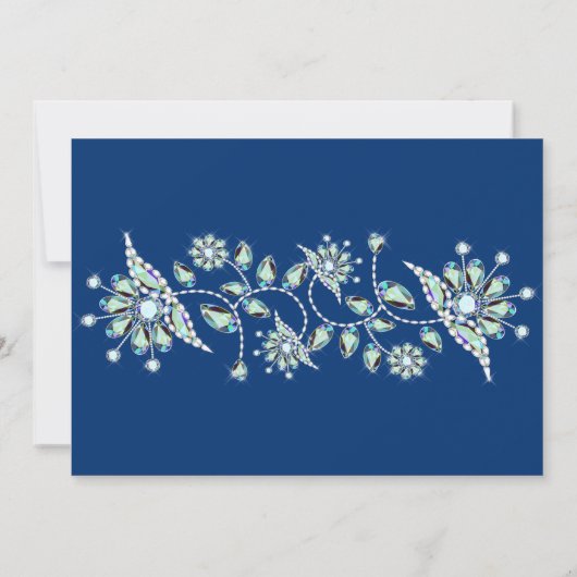 Blue Gems Floral Party Einladung (Rückseite)