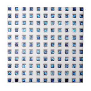 Blue Gemstone Squares Keramik Tile - Silberschmuck Fliese