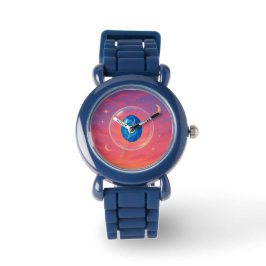 Blue Gemstone Sunset – Spiritual Nature Art Watch Armbanduhr