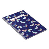 Blue Gemustert Butterfly Notebook mit rosa Akzent Notizblock (Rechte Seite)