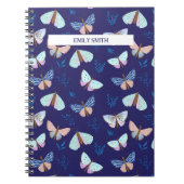 Blue Gemustert Butterfly Notebook mit rosa Akzent Notizblock (Vorderseite)