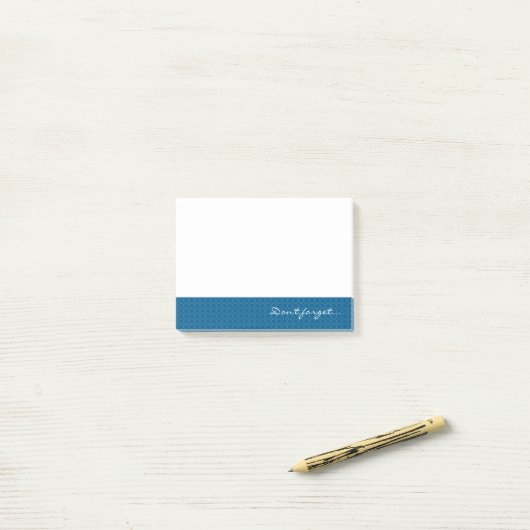Blue Gemustert Don't vergiss nicht Post-it Klebezettel (Auf Schreibtisch)