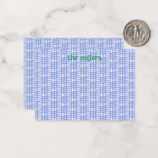 Blue Gemustert Flat Note Card Mitteilungskarte (Vorderseite/Rückseite Beispiel)