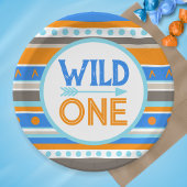 Blue Gemustert Wild One 1. Geburtstag Paper Teller