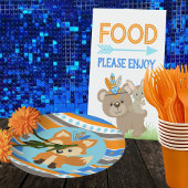 Blue Gemustert Woodland Fox Party Paper Teller