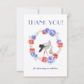 Blue Gender Neutral Watercolor Danke Karte (Vorderseite)