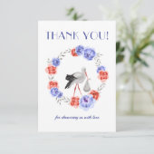 Blue Gender Neutral Watercolor Danke Karte (Stehend Vorderseite)