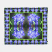 Blue Gentian Blume Abstrakt Art Fleecedecke (Vorderseite (Horizontal))