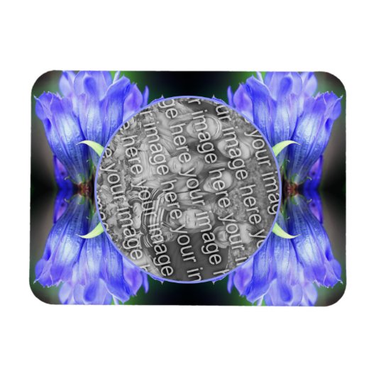 Blue Gentian Blume Frame Ihr eigenes Foto hinzufüg Magnet (Horizontal)